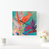 鮮やかな極楽鳥 スクエア壁時計 (ホーム)