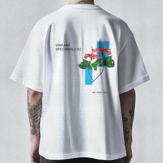 鮮やかな標本 - 分解されたハイビスカスのVaporwave Tシャツ