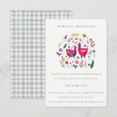 鮮やかな民俗ファーム フラワーバード ウェディング レセプション エンクロージャーカード (正面/裏面)