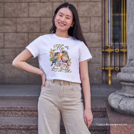 鮮やかな水の色のラブバード自由に飛ぶ、大胆な愛 Tシャツ