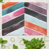 鮮やかな水の色Chevron I キッチンタオル (折り畳み)