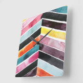 鮮やかな水の色Chevron I スクエア壁時計 (傾斜)