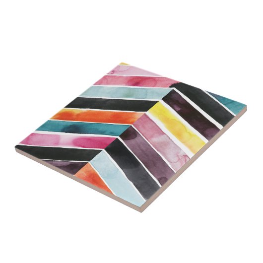 鮮やかな水の色Chevron I タイル (側面)