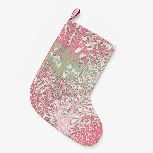 鮮やかな水中のシームレスな模様と美しさ  スモールクリスマスストッキング (正面 (吊り時))