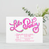 鮮やかな水平ピンク虹彩 Let's Party 招待状 (スタンド正面)