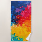 鮮やかな水彩のカオスアート ビーチタオル (正面)