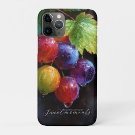 鮮やかな水彩のブドウと露滴 iPhone 11 PROケース