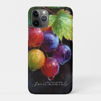 鮮やかな水彩のブドウと露滴 iPhone 11 PROケース