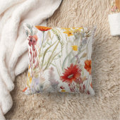 鮮やかな水彩の砂漠の野花パターン クッション (ブランケット)