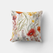 鮮やかな水彩の砂漠の野花パターン クッション (正面)