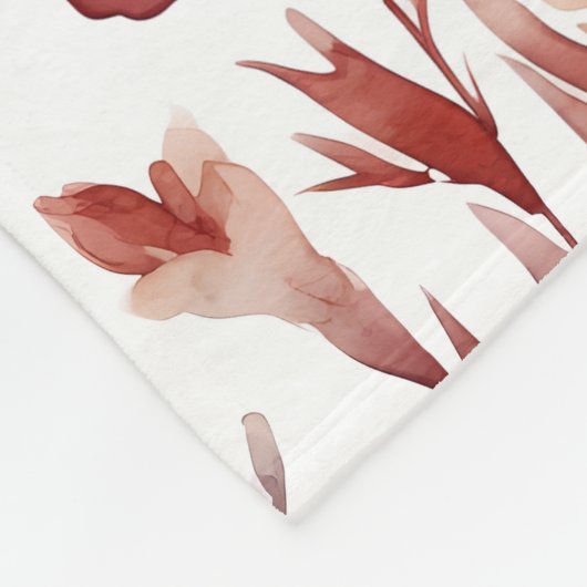 鮮やかな水彩の砂漠の野花パターン フリースブランケット (角)