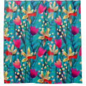 鮮やかな水彩の継ぎ目のないパターン  シャワーカーテン (正面)