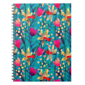 鮮やかな水彩の継ぎ目のないパターン ノートブック