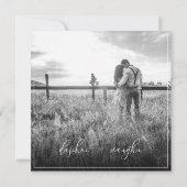 鮮やかな水彩の花と写真保存日 セーブザデート (裏面)