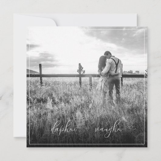 鮮やかな水彩の花と写真保存日 セーブザデート (裏面)