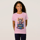 鮮やかな水彩の飛沫と愛らしい子猫 Tシャツ (正面フル)