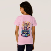 鮮やかな水彩の飛沫と愛らしい子猫 Tシャツ (裏面フル)