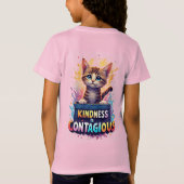 鮮やかな水彩の飛沫と愛らしい子猫 Tシャツ (裏面)