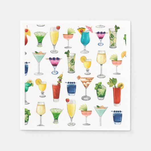 鮮やかな水彩カクテルパターントートバッグ スタンダードカクテルナプキン (正面)