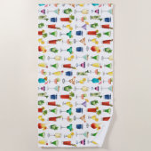 鮮やかな水彩カクテルパターントートバッグ ビーチタオル (正面)