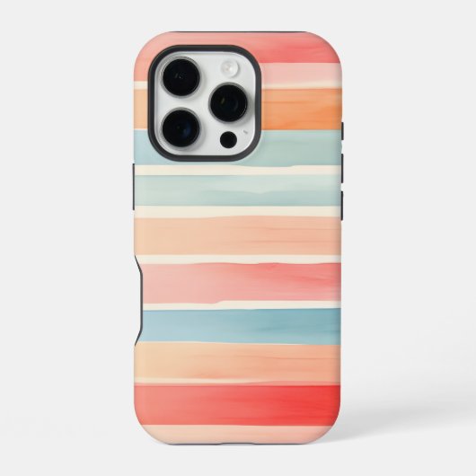 鮮やかな水彩カラフルストライプ柄 iPhoneケース (裏面)