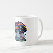 鮮やかな水彩キノコのアート コーヒーマグカップ (正面右)