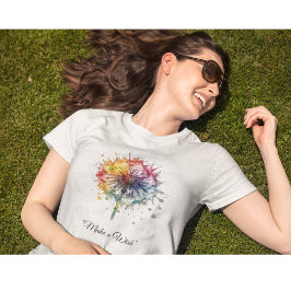 鮮やかな水彩タンポポ カスタムデザイン Tシャツ
