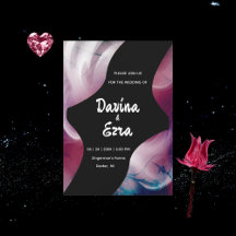 鮮やかな水彩ピンク結婚式招待状