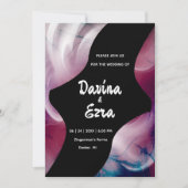 鮮やかな水彩ピンク結婚式招待状 招待状 (正面)
