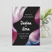 鮮やかな水彩ピンク結婚式招待状 招待状 (スタンド正面)