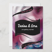 鮮やかな水彩ピンク セーブザデート (正面)