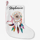 鮮やかな水彩画のペンキのボヘミアのDreamcatcher スモールクリスマスストッキング (正面)