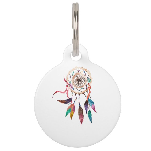 鮮やかな水彩画のペンキのボヘミアのDreamcatcher ペット　ネームタグ (裏面)