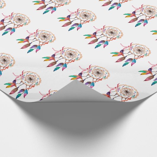 鮮やかな水彩画のペンキのボヘミアのDreamcatcher ラッピングペーパー (角)