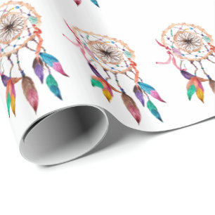 鮮やかな水彩画のペンキのボヘミアのDreamcatcher ラッピングペーパー