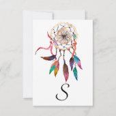 鮮やかな水彩画のペンキのボヘミアのDreamcatcher 出欠カード (裏面)