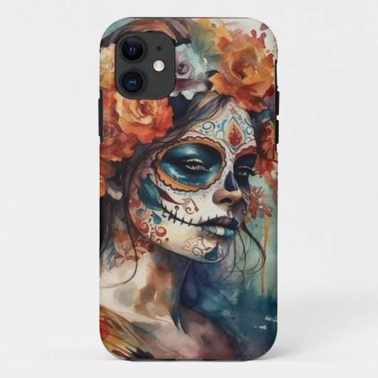 鮮やかな水彩画の死者の日カトリーナ Case-Mate iPhoneケース (裏面)