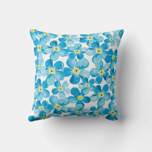 鮮やかな水彩画の青は私をない花の名前忘れます クッション (裏面)