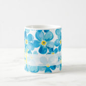 鮮やかな水彩画の青は私をない花の名前忘れます コーヒーマグカップ (中央)