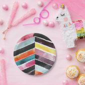 鮮やかな水彩画シェブロンI ペーパープレート (パーティー)