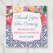 鮮やかな水彩花と柑橘のタイル、ありがとう フェイバータグ (正面)