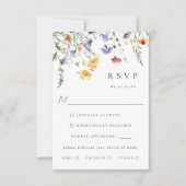 鮮やかな水彩花のウェディング出欠確認カード 出欠カード (正面)