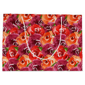 鮮やかな水彩花のコラージュ ラージペーパーバッグ (裏面)