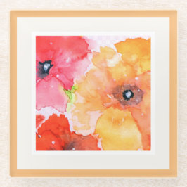 鮮やかな水彩花のデザインのパーティーナプキン(ランチョンサイズ) ガラスコースター