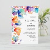 鮮やかな水彩花のモダンでエレガントな結婚式 招待状 (スタンド正面)