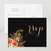 鮮やかな水彩花の結婚式招待状の返信案内 インビテーションポストカード (正面/裏面)