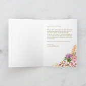 鮮やかな水彩花イラストのオーダーメイド写真ウェディング サンキューカード (内部)