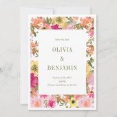 鮮やかな水彩花園の写真で春を祝う セーブザデート (正面)