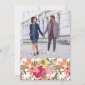 鮮やかな水彩花園の写真で春を祝う セーブザデート (裏面)