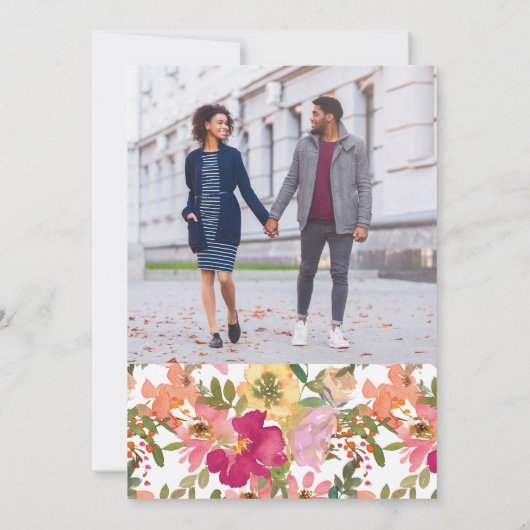 鮮やかな水彩花園の写真で春を祝う セーブザデート (裏面)